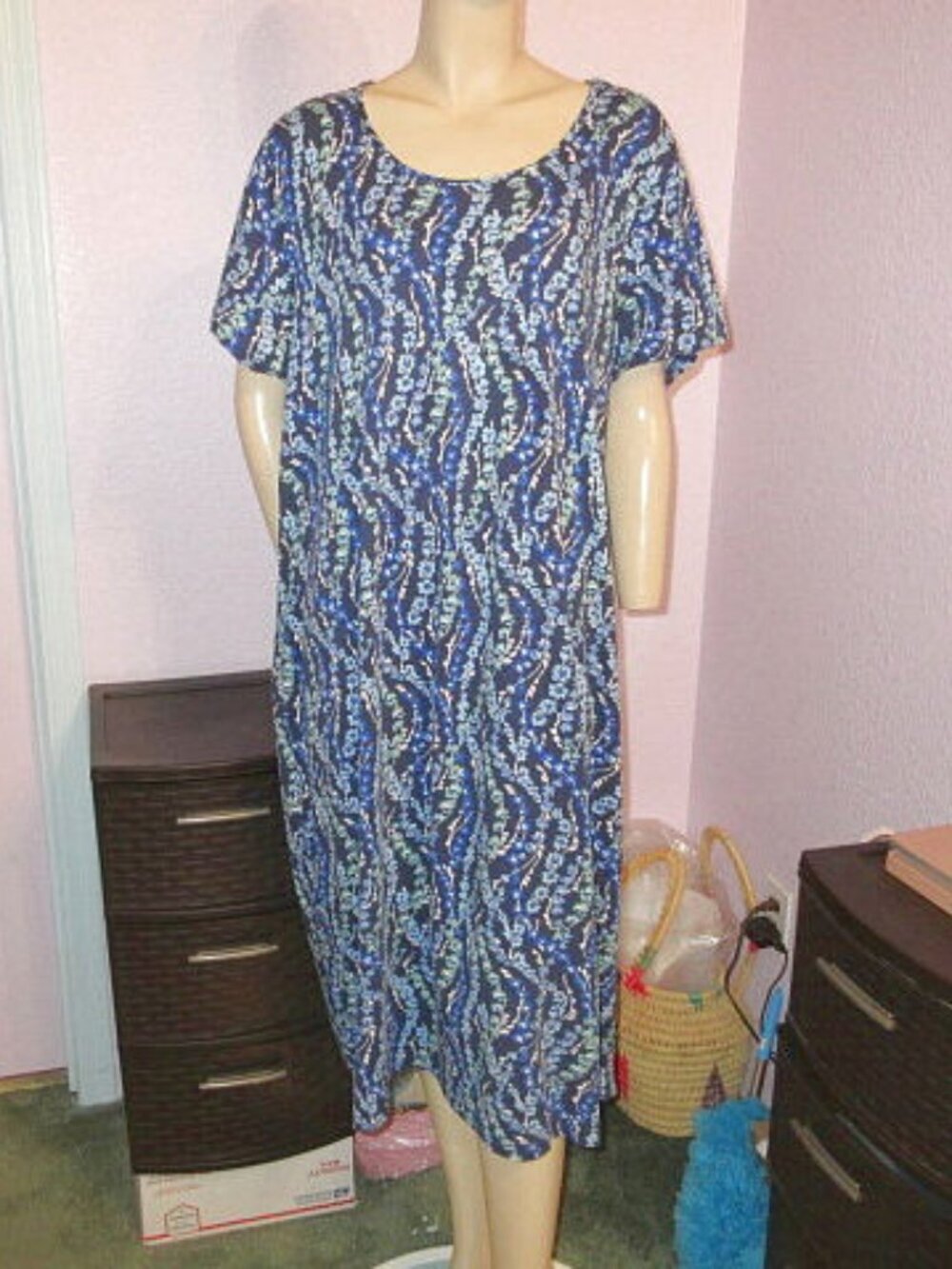 Lands End Cotton Midcalf Nightgown Womens 2X Garden Floral Sleep Dress Tradwife